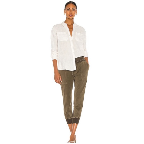 James Perse Tops - JAMES PERSE Casual Linen White Shirt SIZE 4 NWT